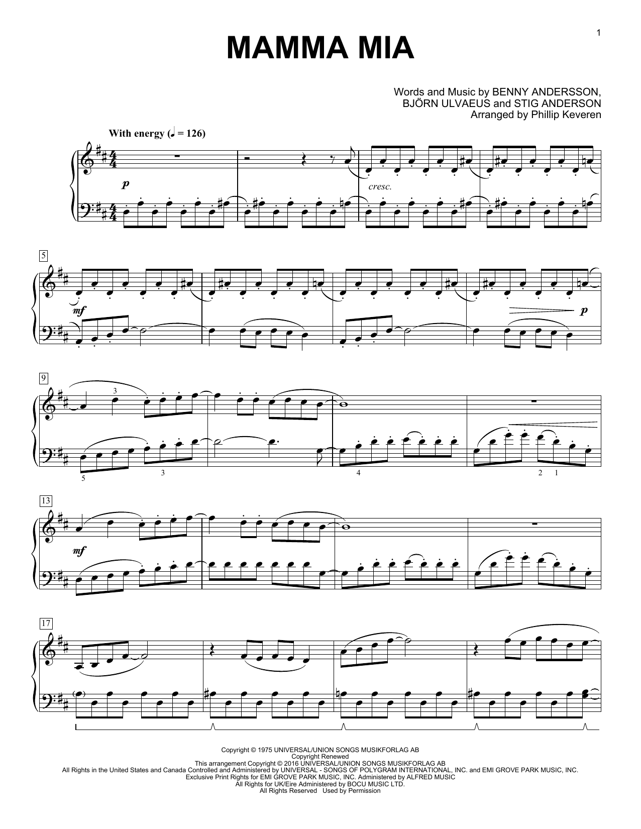 Phillip Keveren Mamma Mia Sheet Music Notes & Chords for Piano - Download or Print PDF