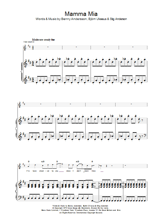 ABBA Mamma Mia Sheet Music Notes & Chords for Alto Saxophone - Download or Print PDF