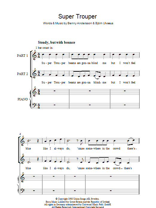 ABBA Super Trouper (arr. Rick Hein) Sheet Music Notes & Chords for 2-Part Choir - Download or Print PDF