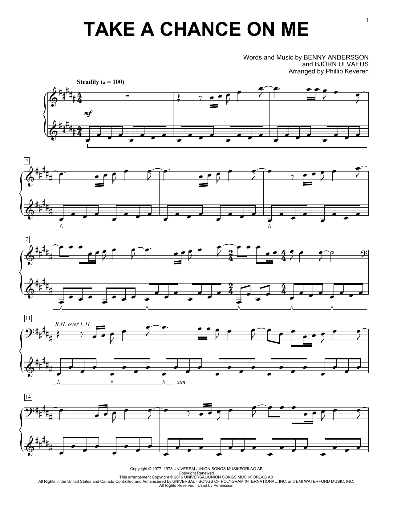 Phillip Keveren Take A Chance On Me Sheet Music Notes & Chords for Piano - Download or Print PDF