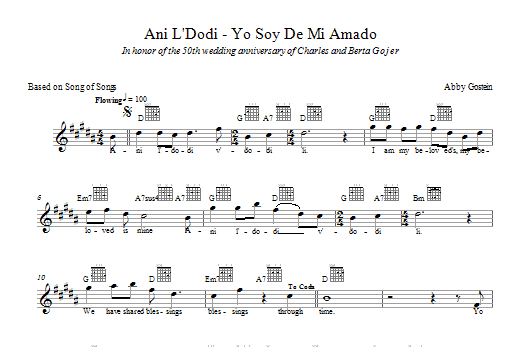 Abby Gostein Ani L'dodi Sheet Music Notes & Chords for Melody Line, Lyrics & Chords - Download or Print PDF