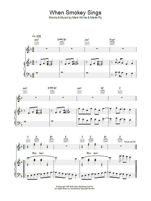 ABC When Smokey Sings Sheet Music Notes & Chords for Piano, Vocal & Guitar (Right-Hand Melody) - Download or Print PDF ABC When Smokey Sings Sheet Music Notes & Chords for Piano, Vocal & Guitar (Right-Hand Melody) - Download or Print PDF