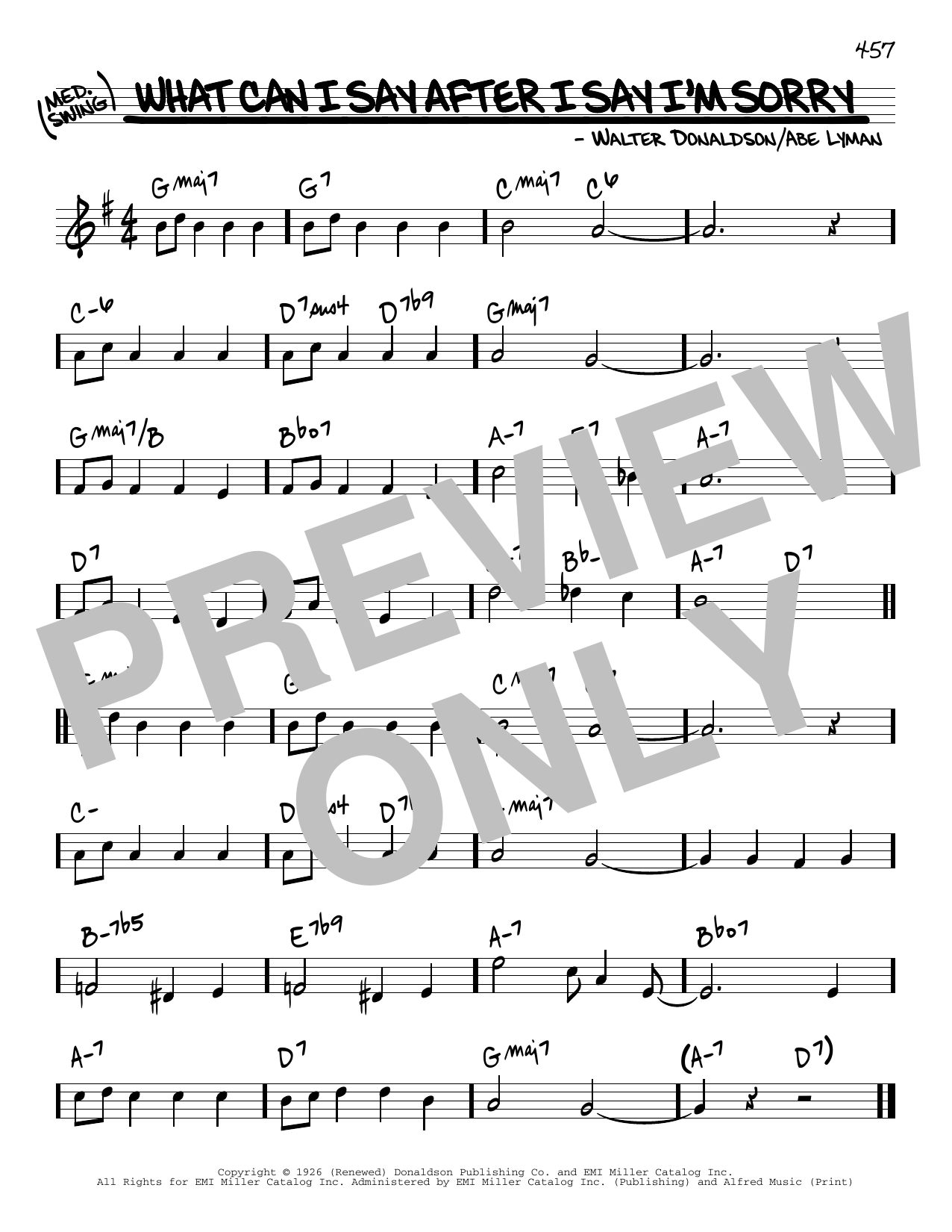 Abe Lyman What Can I Say After I Say I'm Sorry Sheet Music Notes & Chords for Real Book – Melody & Chords - Download or Print PDF