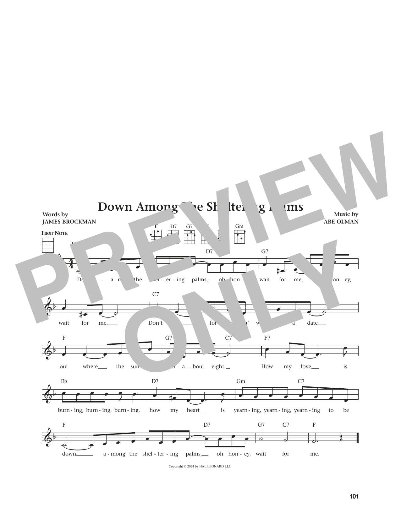 Abe Olman Down Among The Sheltering Palms (from The Daily Ukulele) (arr. Jim Beloff) Sheet Music Notes & Chords for Ukulele - Download or Print PDF