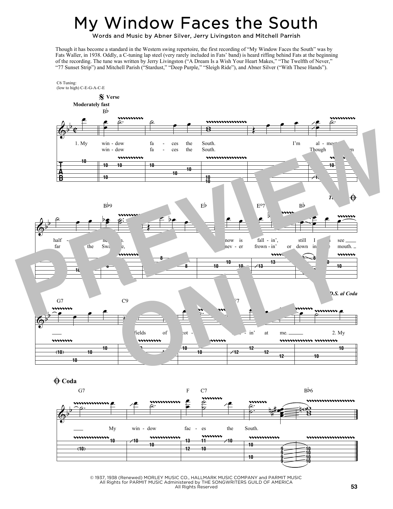 Abner Silver My Window Faces The South (arr. Fred Sokolow) Sheet Music Notes & Chords for Guitar Tab - Download or Print PDF