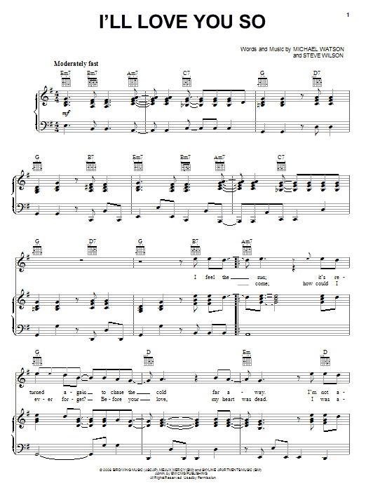 Above The Golden State I'll Love You So Sheet Music Notes & Chords for Piano, Vocal & Guitar (Right-Hand Melody) - Download or Print PDF