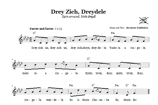 Abraham Goldfadden Drey Zich, Dreydele (Spin Around, Little Dreydl) Sheet Music Notes & Chords for Melody Line, Lyrics & Chords - Download or Print PDF