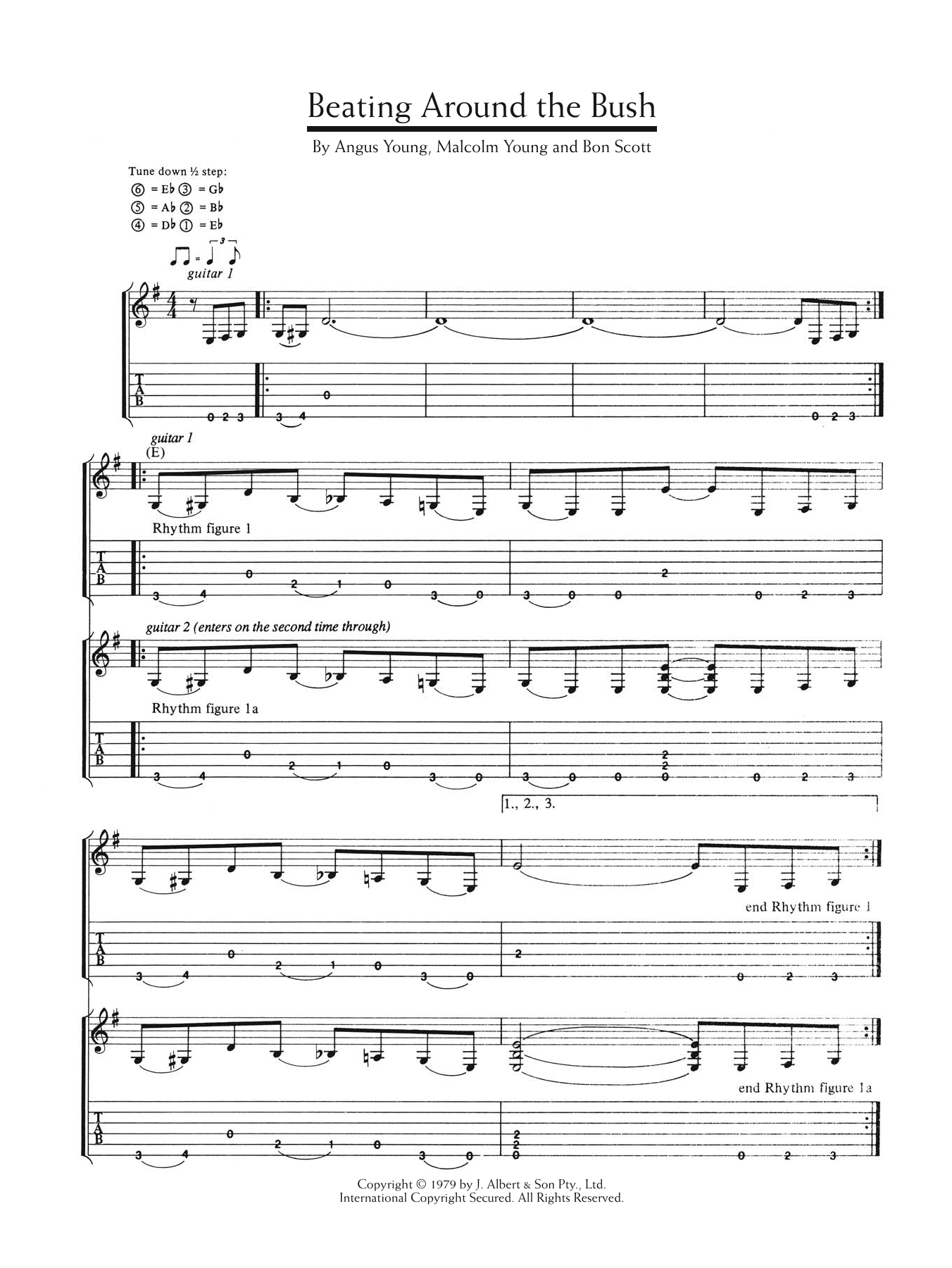 AC/DC Beating Around The Bush Sheet Music Notes & Chords for Guitar Tab - Download or Print PDF
