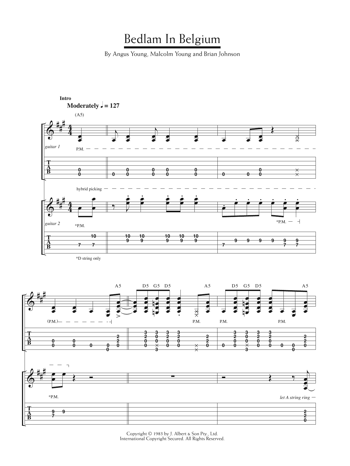 AC/DC Bedlam In Belgium Sheet Music Notes & Chords for Guitar Tab - Download or Print PDF