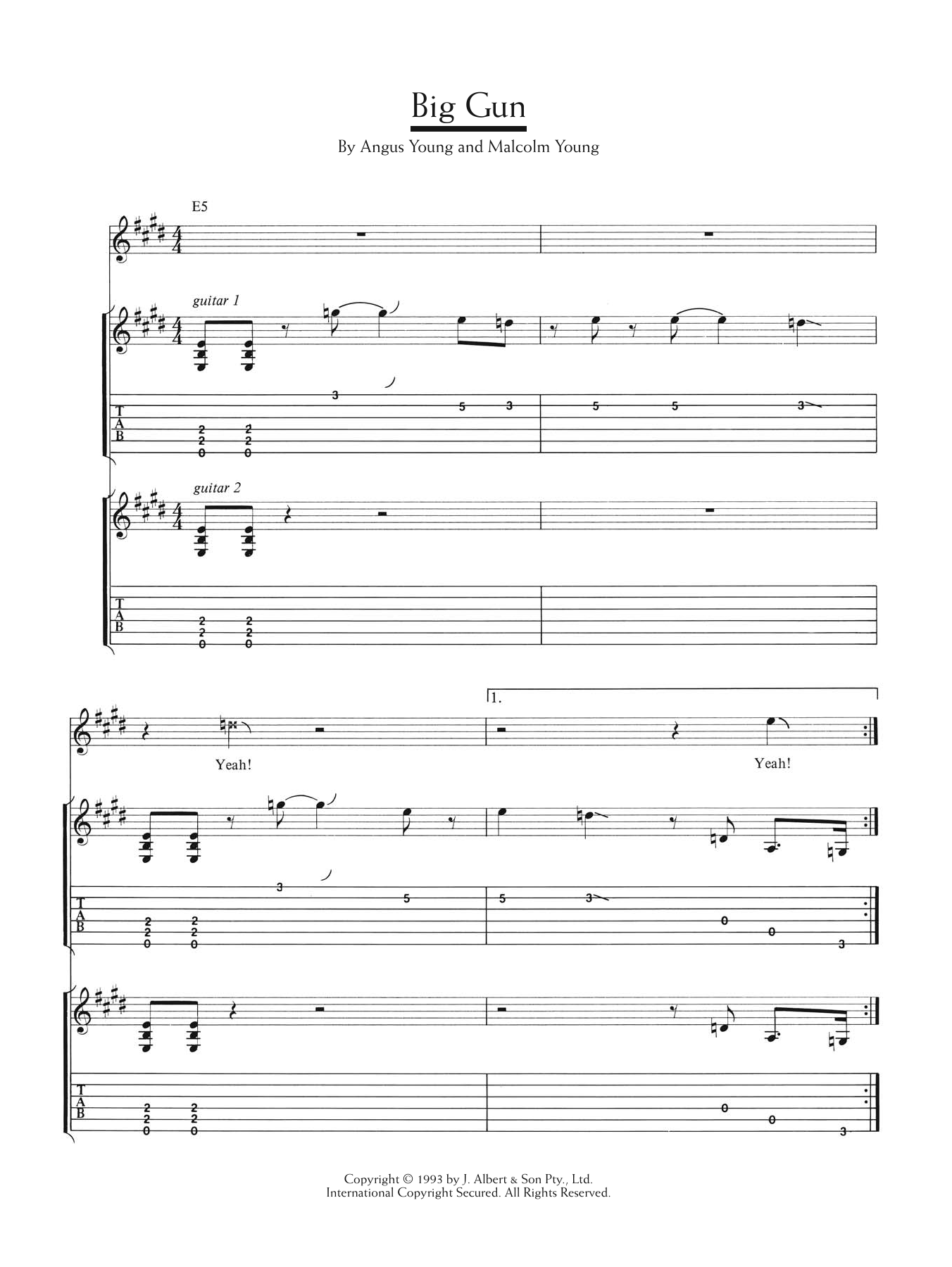 AC/DC Big Gun Sheet Music Notes & Chords for Guitar Tab - Download or Print PDF