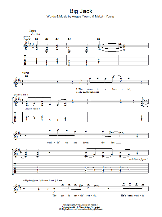 AC/DC Big Jack Sheet Music Notes & Chords for Guitar Tab - Download or Print PDF