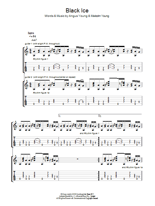 AC/DC Black Ice Sheet Music Notes & Chords for Guitar Tab - Download or Print PDF