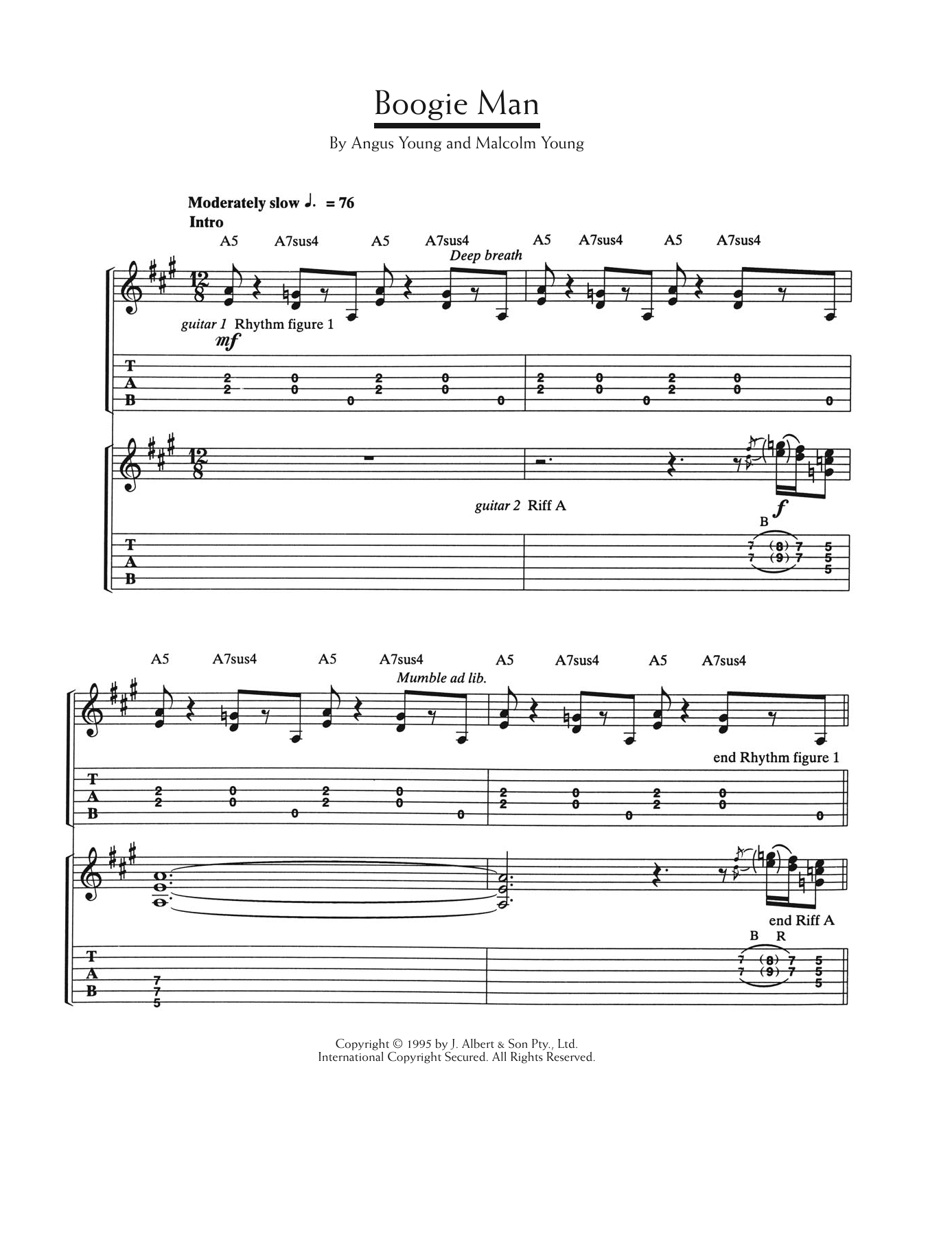 AC/DC Boogie Man Sheet Music Notes & Chords for Guitar Tab - Download or Print PDF