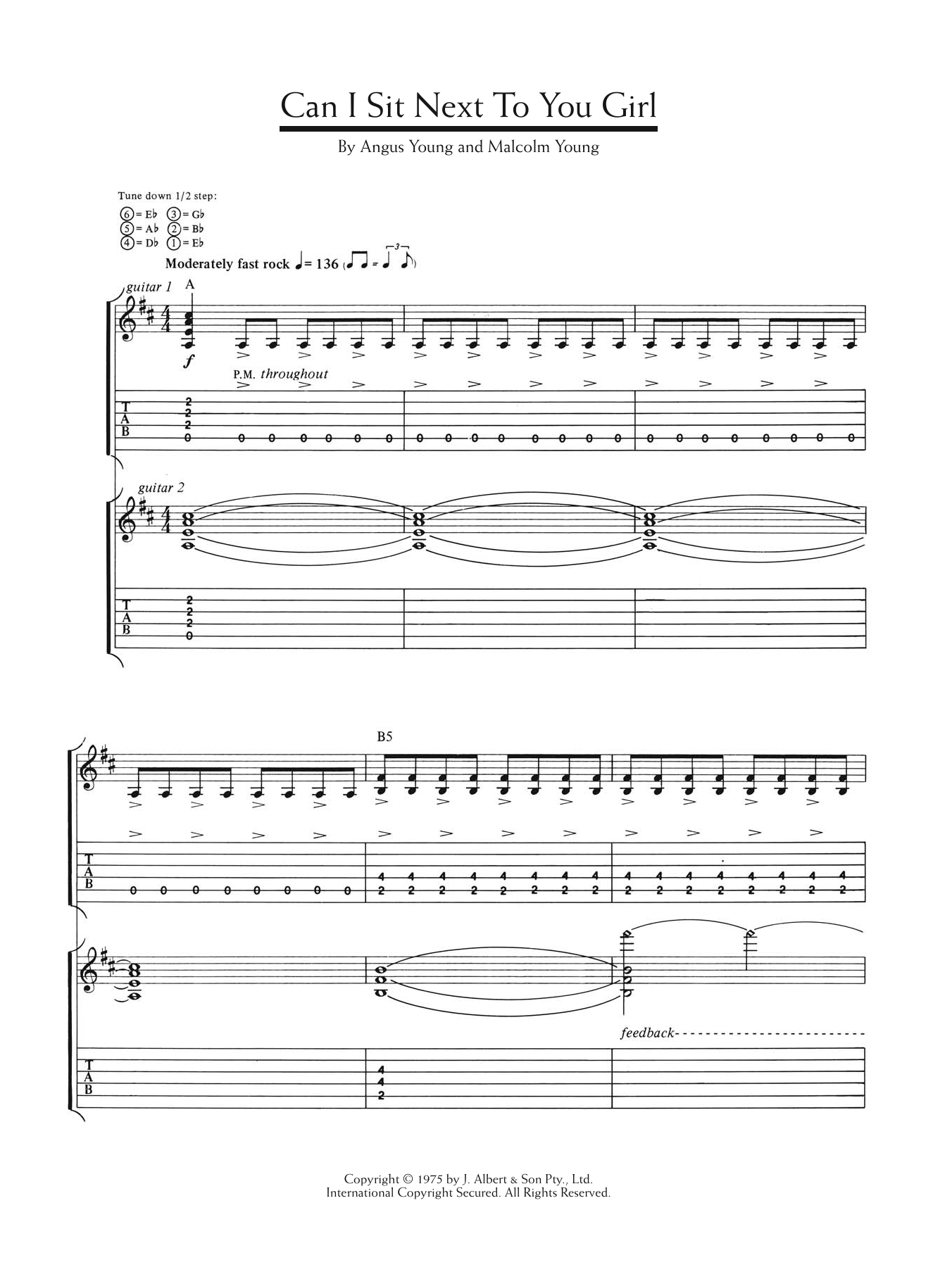 AC/DC Can I Sit Next To You Girl Sheet Music Notes & Chords for Guitar Tab - Download or Print PDF