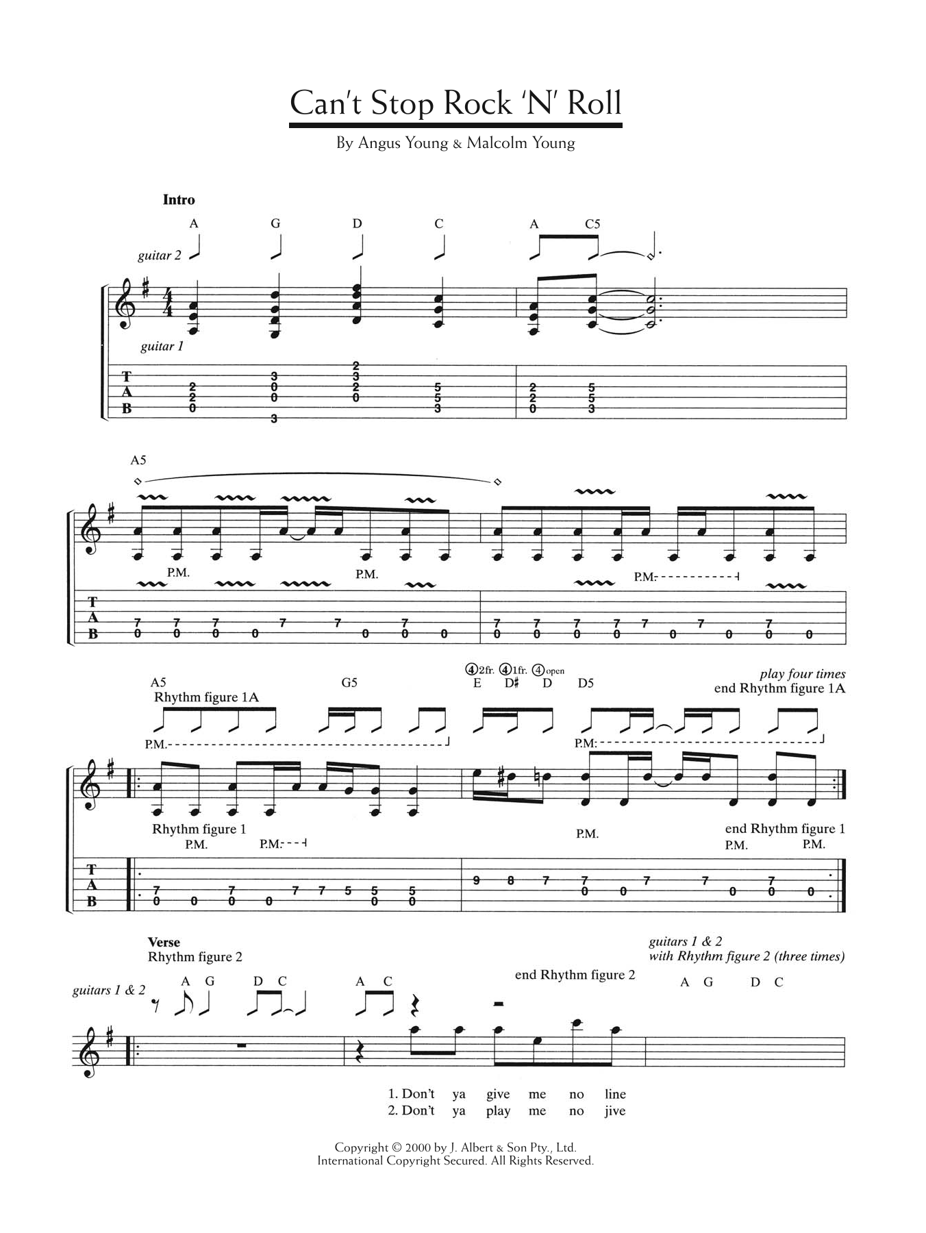 AC/DC Can't Stop Rock 'N' Roll Sheet Music Notes & Chords for Guitar Tab - Download or Print PDF