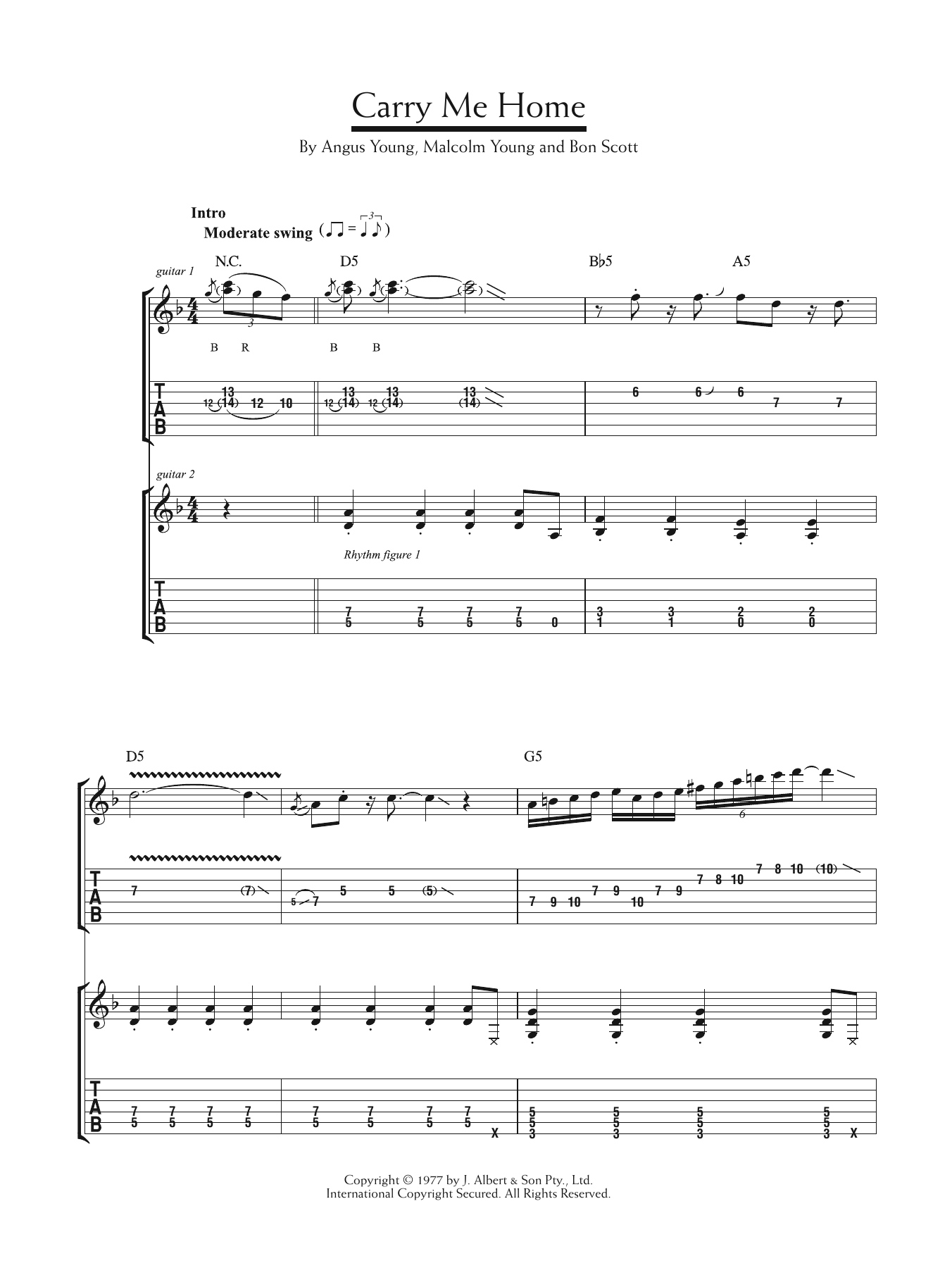 AC/DC Carry Me Home Sheet Music Notes & Chords for Guitar Tab - Download or Print PDF