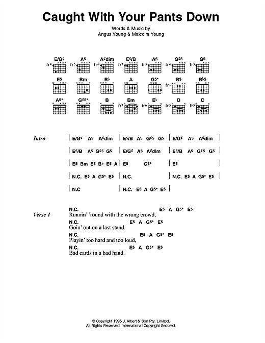 AC/DC Caught With Your Pants Down Sheet Music Notes & Chords for Lyrics & Chords - Download or Print PDF