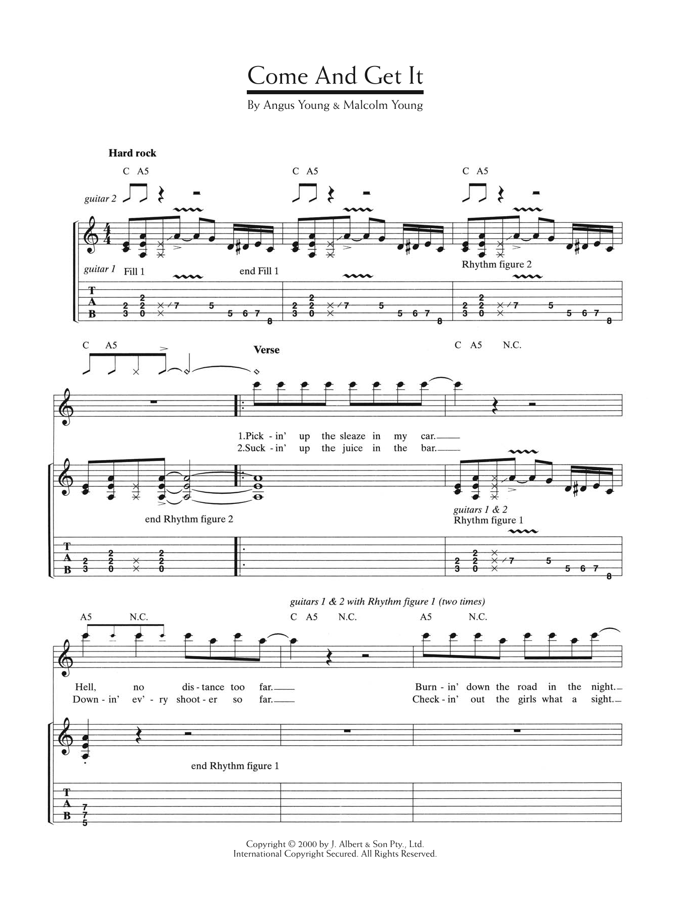 AC/DC Come And Get It Sheet Music Notes & Chords for Guitar Tab - Download or Print PDF