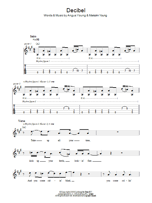 AC/DC Decibel Sheet Music Notes & Chords for Guitar Tab - Download or Print PDF