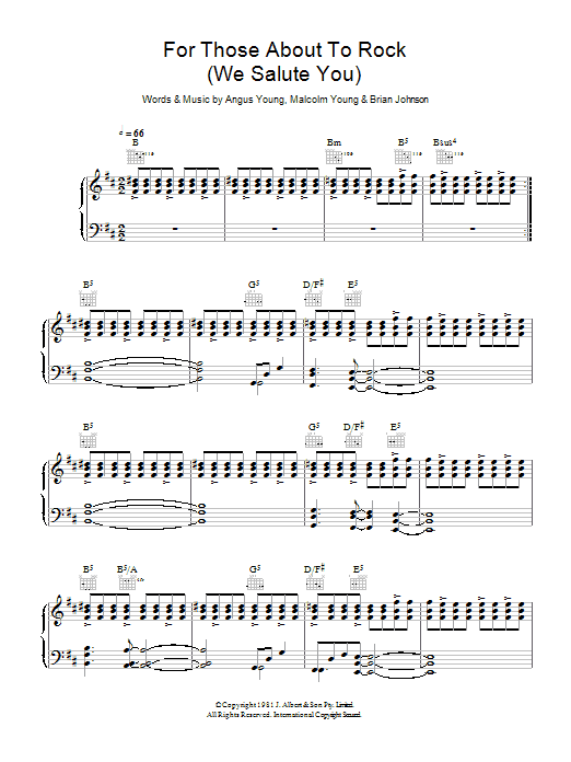AC/DC For Those About To Rock (We Salute You) Sheet Music Notes & Chords for Lyrics & Chords - Download or Print PDF