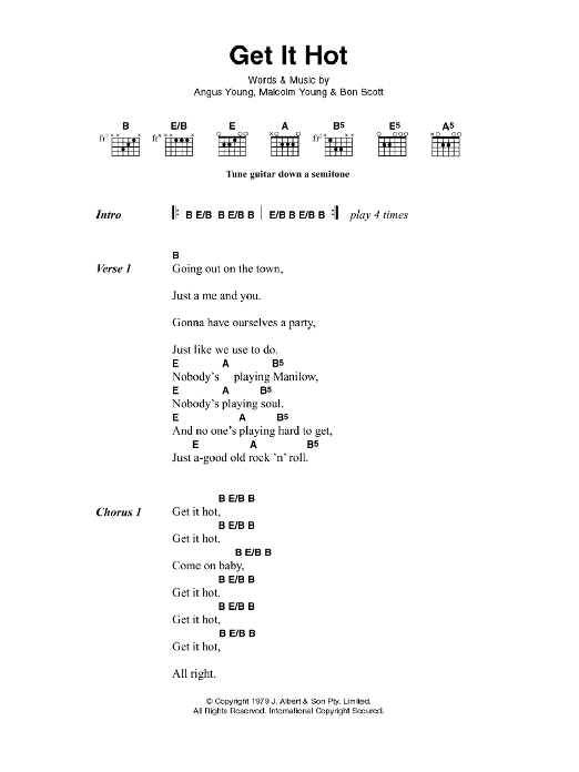 AC/DC Get It Hot Sheet Music Notes & Chords for Guitar Tab - Download or Print PDF