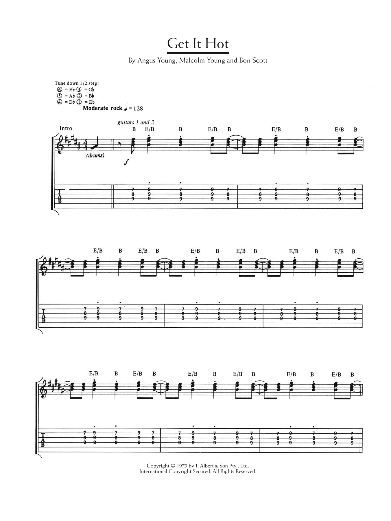 AC/DC Get It Hot Sheet Music Notes & Chords for Guitar Tab - Download or Print PDF