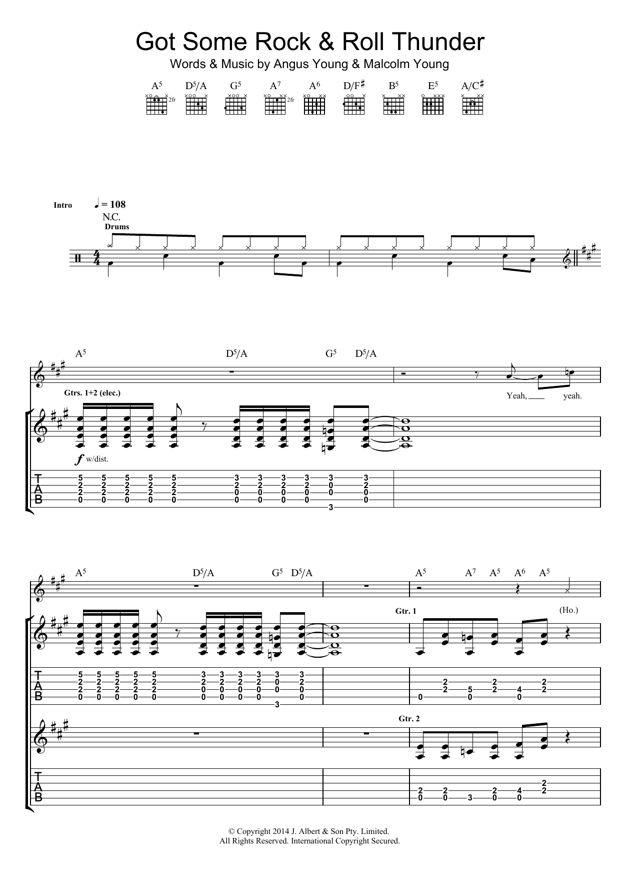 AC/DC Got Some Rock and Roll Thunder Sheet Music Notes & Chords for Guitar Tab - Download or Print PDF