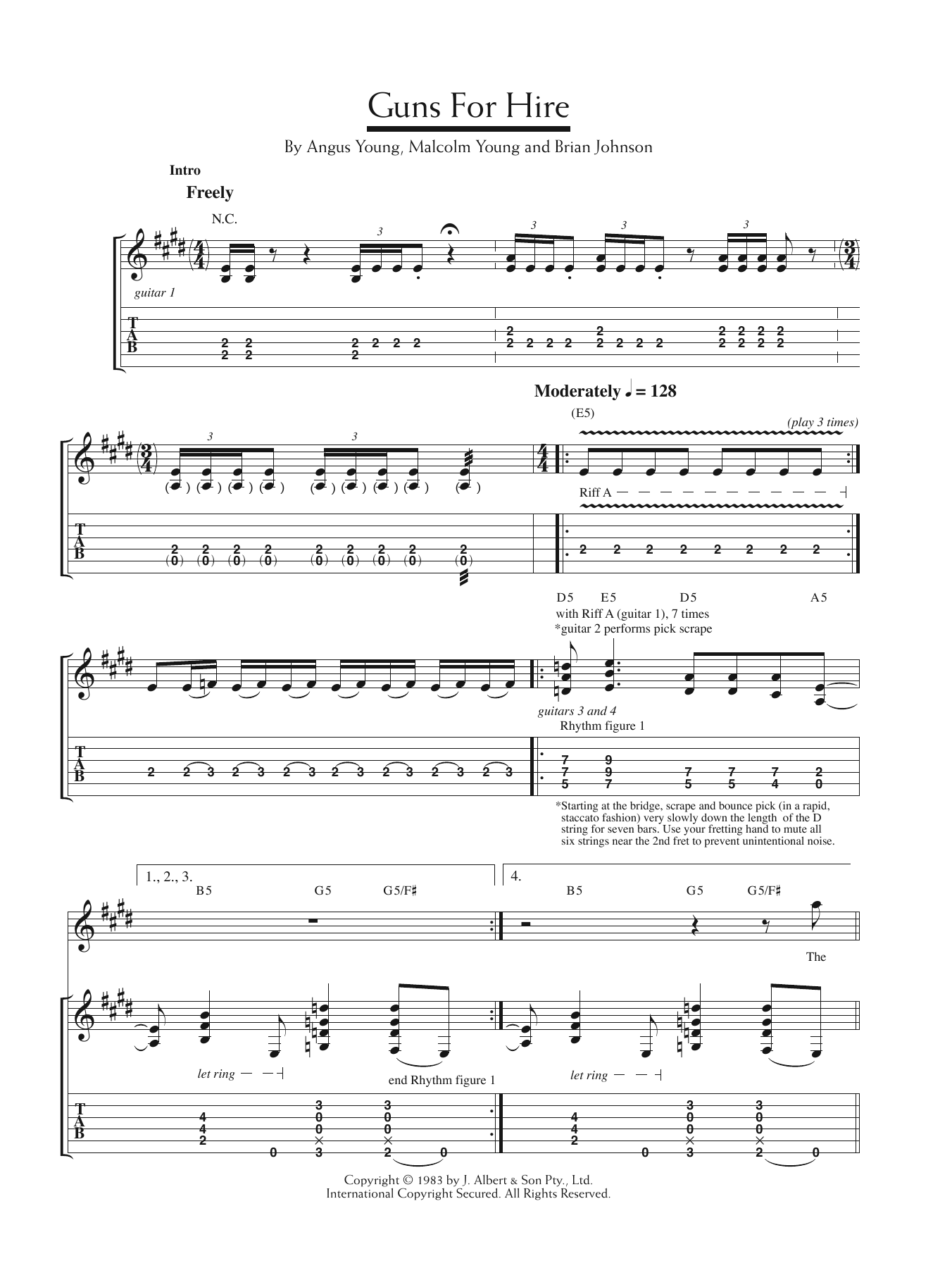 AC/DC Guns For Hire Sheet Music Notes & Chords for Guitar Tab - Download or Print PDF