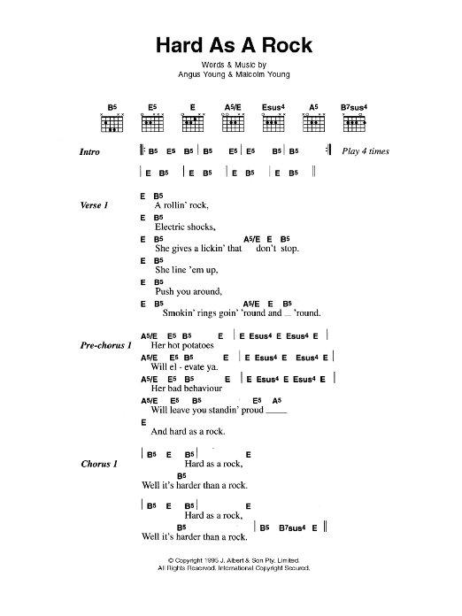 AC/DC Hard As A Rock Sheet Music Notes & Chords for Guitar Tab - Download or Print PDF