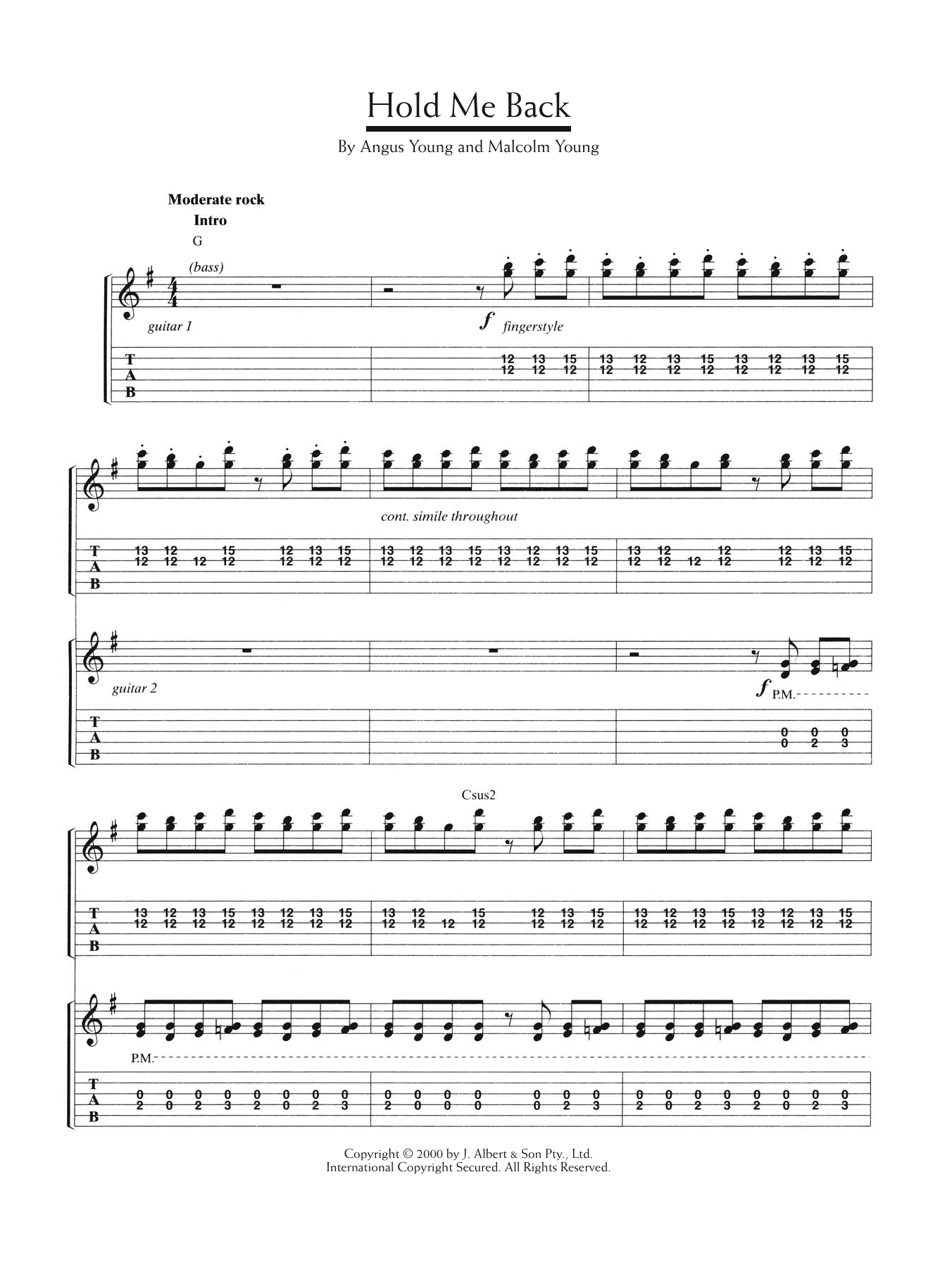 AC/DC Hold Me Back Sheet Music Notes & Chords for Guitar Tab - Download or Print PDF