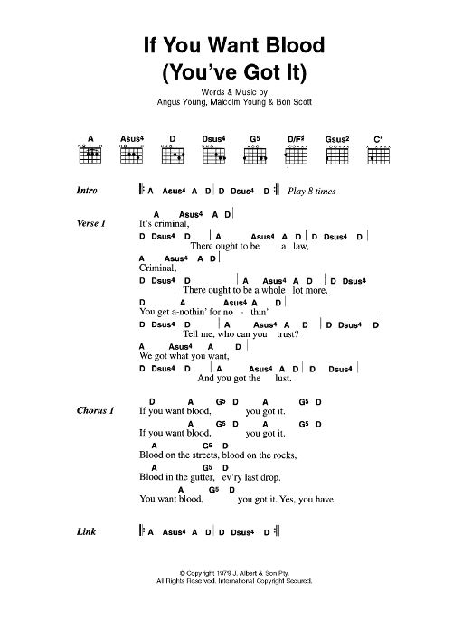 AC/DC If You Want Blood (You've Got It) Sheet Music Notes & Chords for Ukulele with strumming patterns - Download or Print PDF