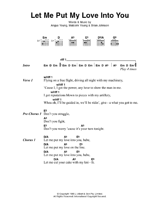 AC/DC Let Me Put My Love Into You Sheet Music Notes & Chords for Ukulele with strumming patterns - Download or Print PDF