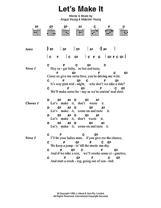 AC/DC Let's Make It Sheet Music Notes & Chords for Lyrics & Chords - Download or Print PDF
