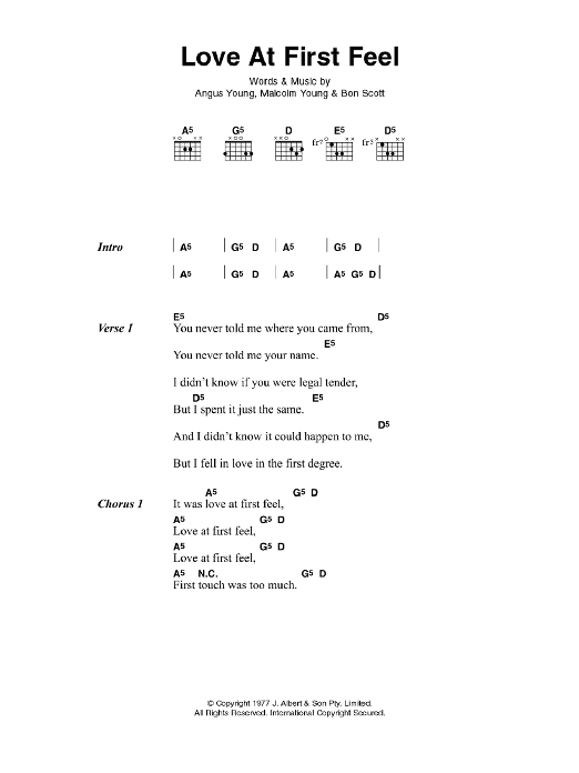 AC/DC Love At First Feel Sheet Music Notes & Chords for Guitar Tab - Download or Print PDF