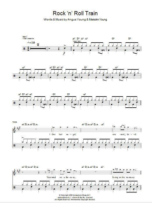 AC/DC Rock 'N' Roll Train Sheet Music Notes & Chords for Drums - Download or Print PDF