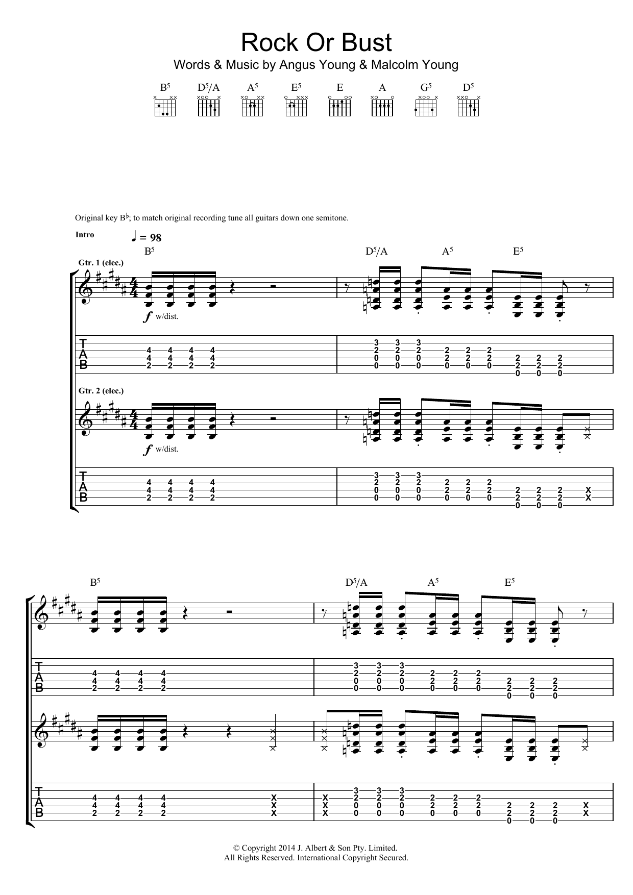 AC/DC Rock Or Bust Sheet Music Notes & Chords for Guitar Tab - Download or Print PDF