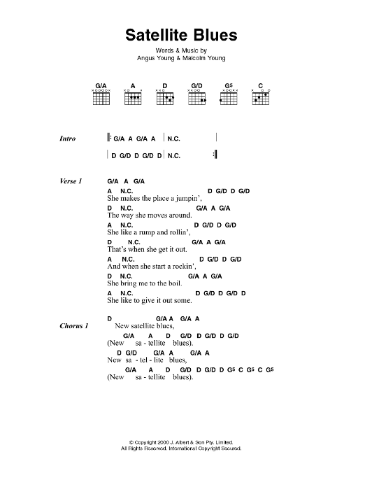 AC/DC Satellite Blues Sheet Music Notes & Chords for Lyrics & Chords - Download or Print PDF