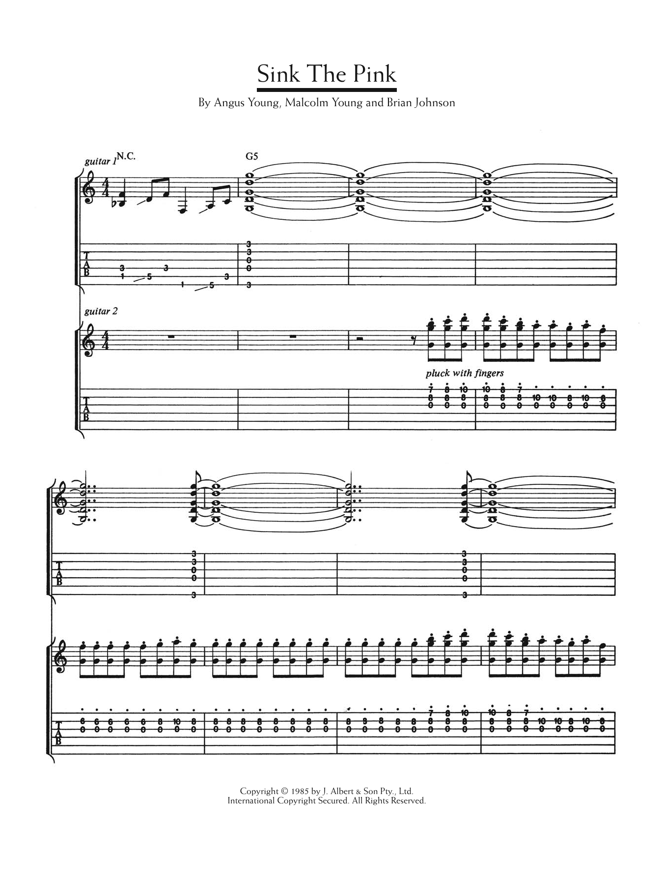 AC/DC Sink The Pink Sheet Music Notes & Chords for Lyrics & Chords - Download or Print PDF