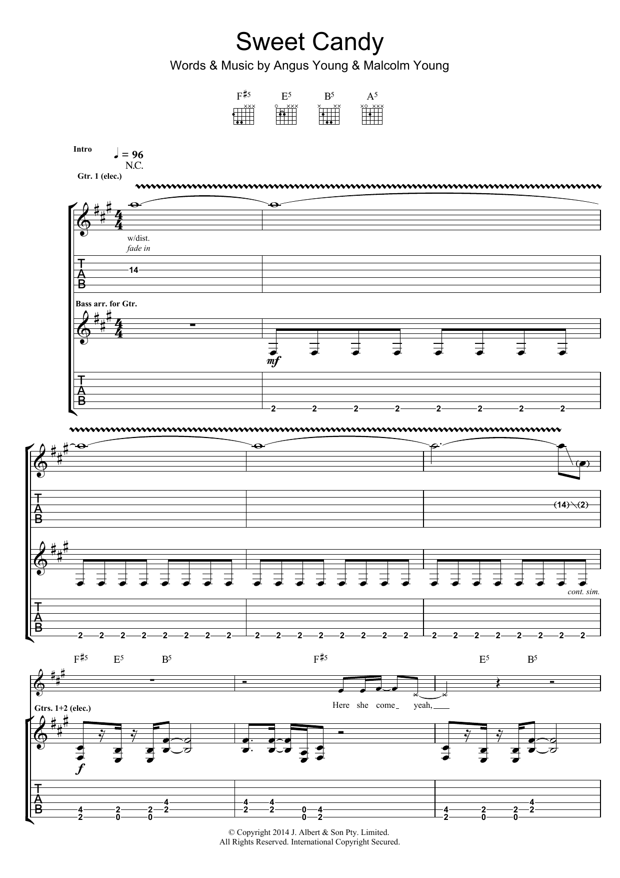 AC/DC Sweet Candy Sheet Music Notes & Chords for Guitar Tab - Download or Print PDF