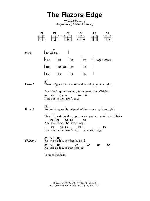 AC/DC The Razor's Edge Sheet Music Notes & Chords for Guitar Tab - Download or Print PDF