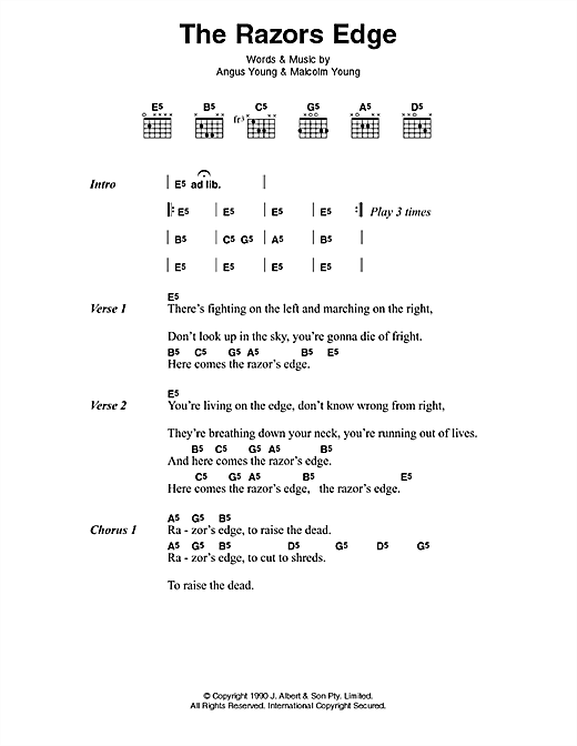 Ac Dc The Razor S Edge Sheet Music Download Pdf Score 42622