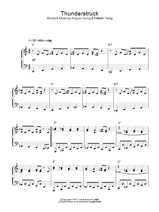AC/DC Thunderstruck (Jazz Version) Sheet Music Notes & Chords for Piano - Download or Print PDF