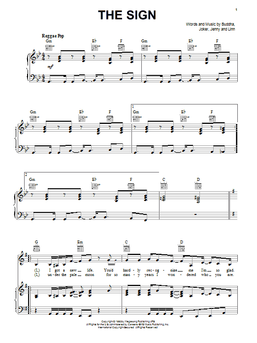 Ace Of Base The Sign Sheet Music Notes & Chords for Melody Line, Lyrics & Chords - Download or Print PDF