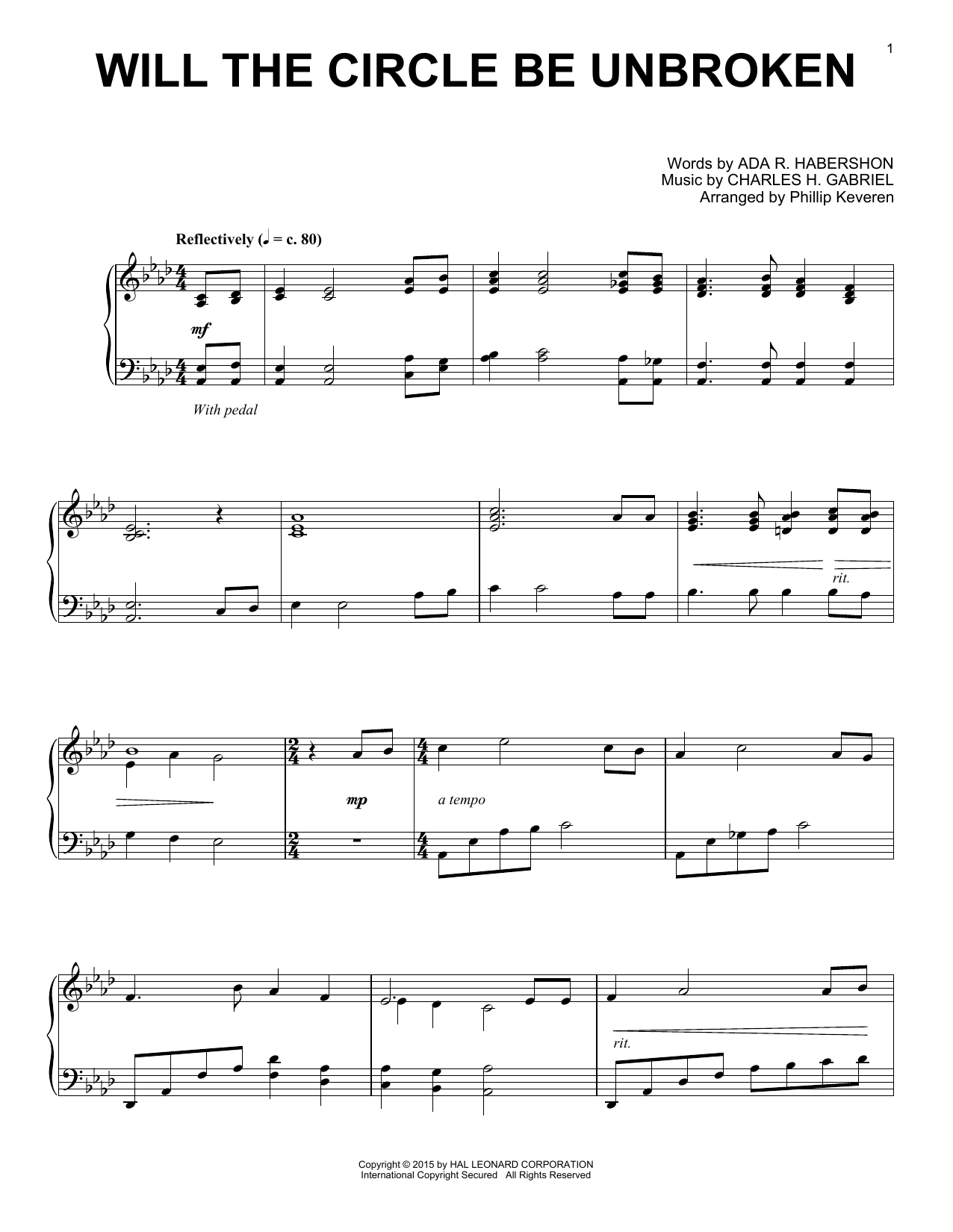 Phillip Keveren Will The Circle Be Unbroken Sheet Music Notes & Chords for Piano - Download or Print PDF