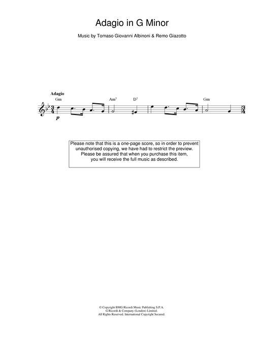 Il Divo Adagio In G Minor Sheet Music Download Pdf Score 45456