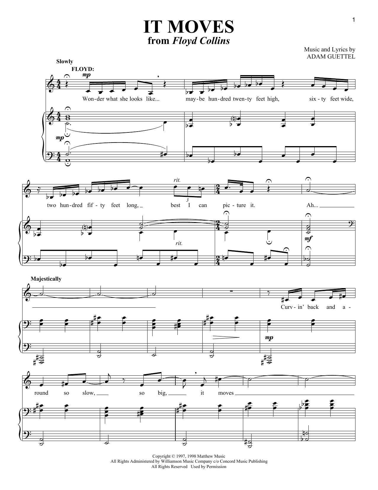 Adam Guettel It Moves (from Floyd Collins) Sheet Music Notes & Chords for Piano & Vocal - Download or Print PDF