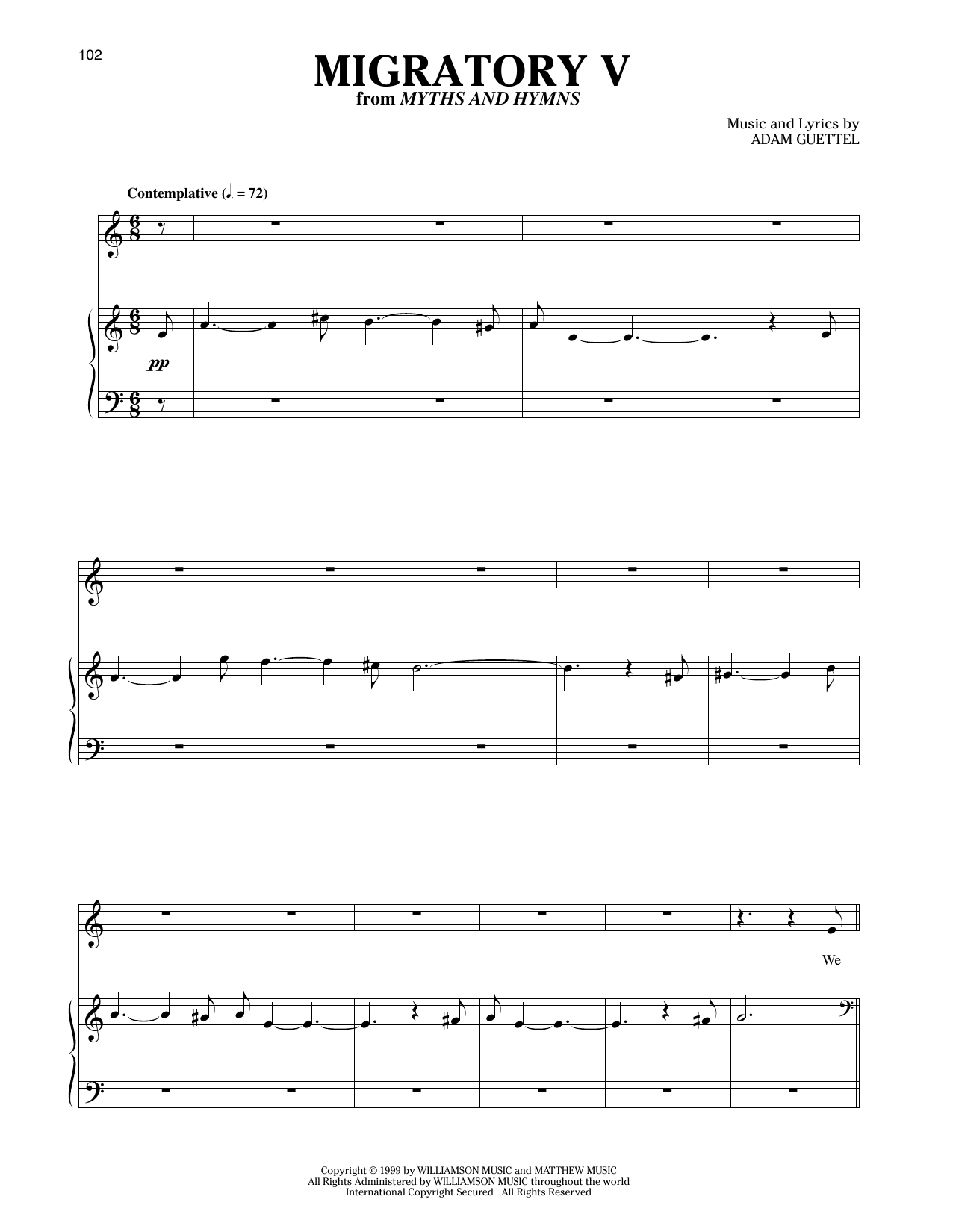 Adam Guettel Migratory V Sheet Music Notes & Chords for Piano & Vocal - Download or Print PDF