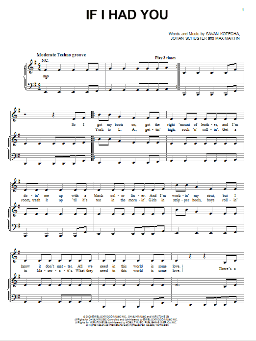 Adam Lambert If I Had You Sheet Music Notes & Chords for Piano, Vocal & Guitar (Right-Hand Melody) - Download or Print PDF