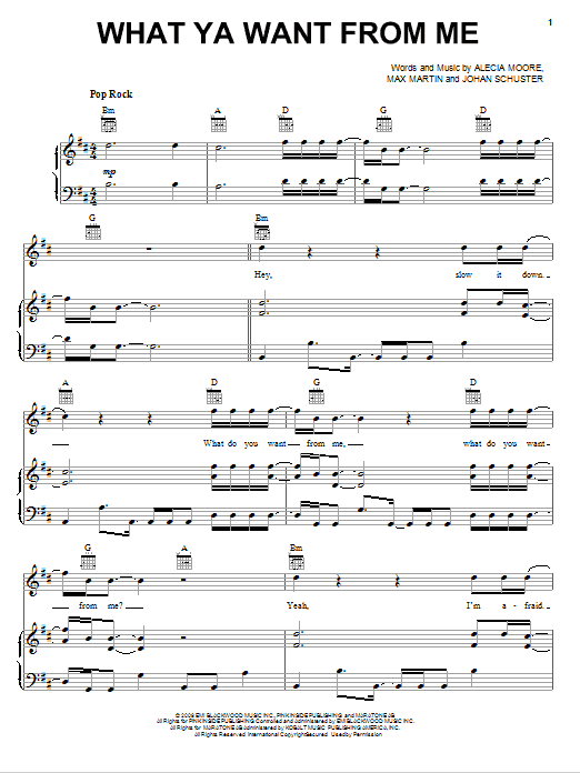 Adam Lambert What Ya Want From Me Sheet Music Notes & Chords for Piano, Vocal & Guitar (Right-Hand Melody) - Download or Print PDF