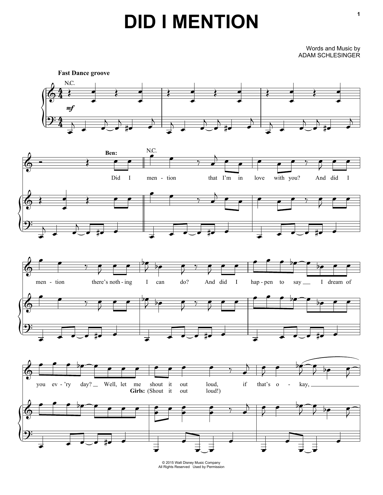 Adam Schlesinger Did I Mention (from Disney's Descendants) Sheet Music Notes & Chords for Piano, Vocal & Guitar (Right-Hand Melody) - Download or Print PDF